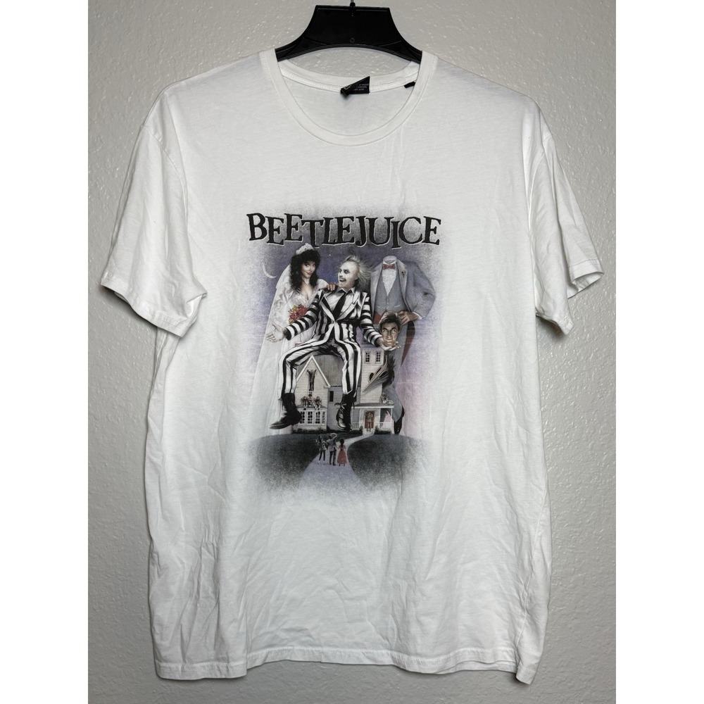 Beetlejuice White‎ Graphic T-Shirt XL Crew Neck Jersey Cotton